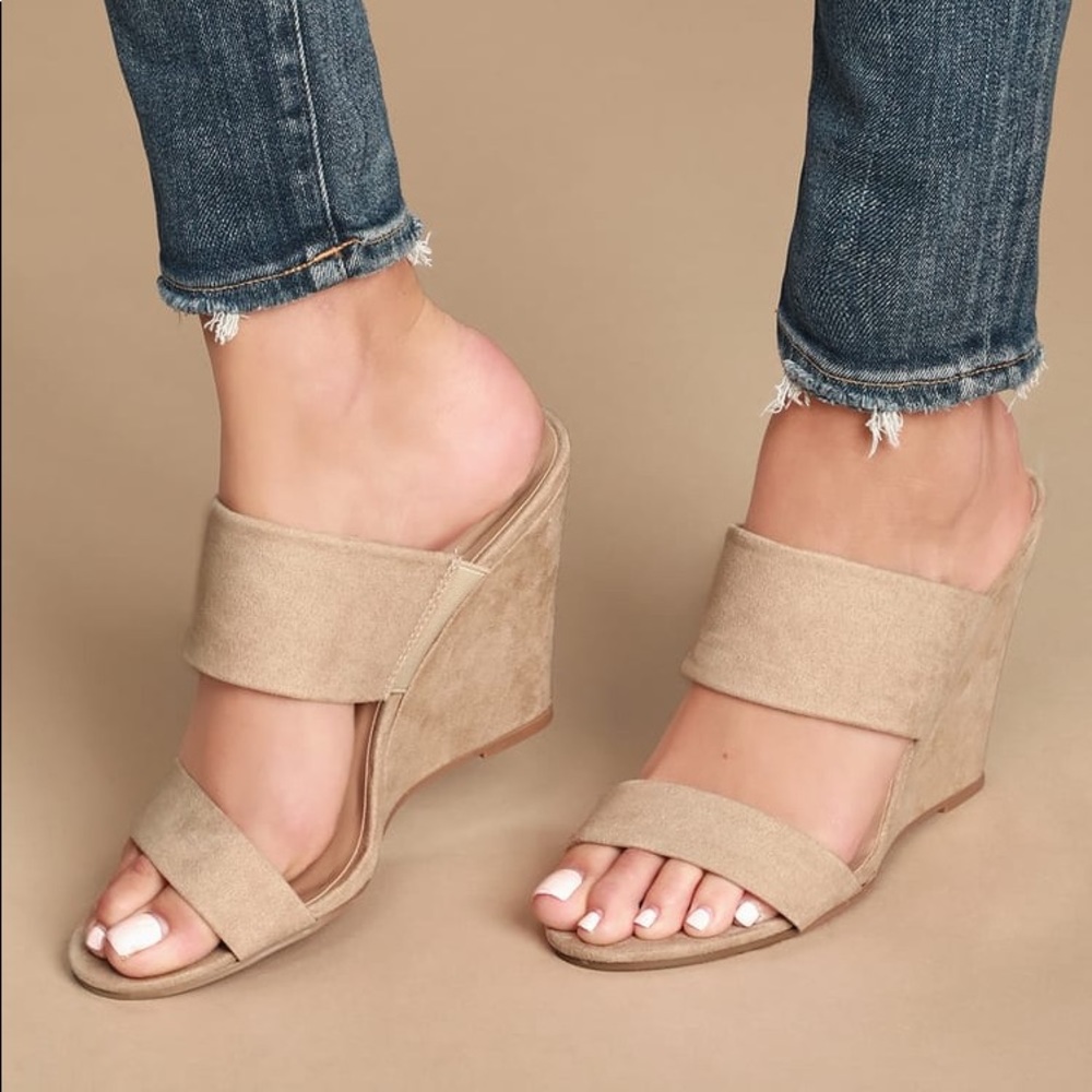Biava Natural Suede Wedge Sandals